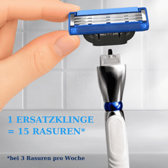 Gillette Mach3 Turbo Rasierklingen Detailansicht mit bis zu 15 Rasuren pro Klinge