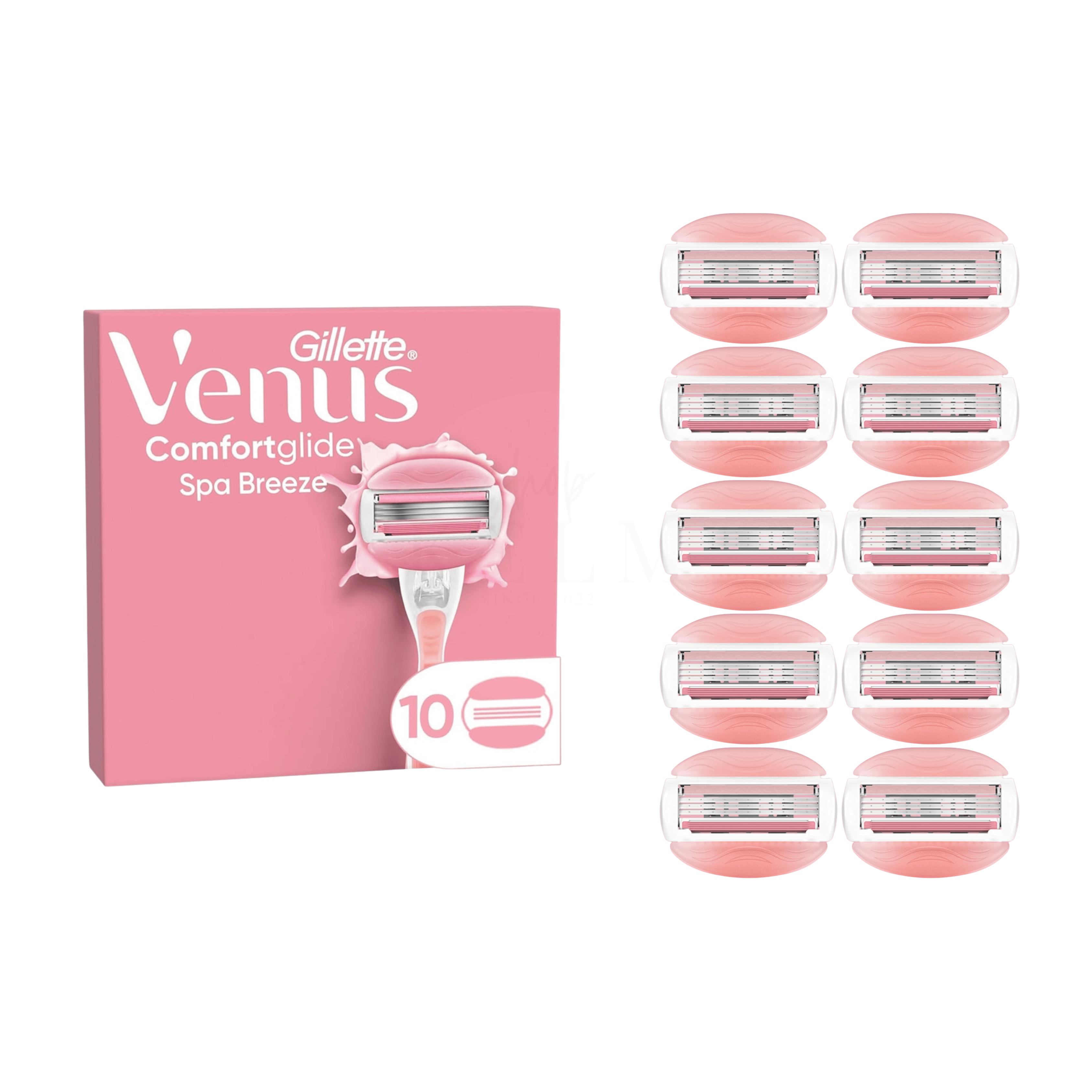Lieferumfang Gillette Venus Comfortglide Spa Breeze mit 10 Original Ersatzklingen