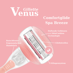 Gillette Venus Comfortglide Spa Breeze mit SkinCushion Gelkissen und 3 Klingensystem
