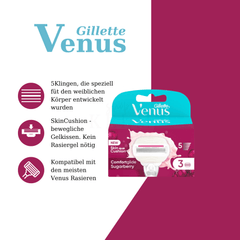 Gillette Venus Comfortglide Sugarberry Rasierklingen - 3er Pack