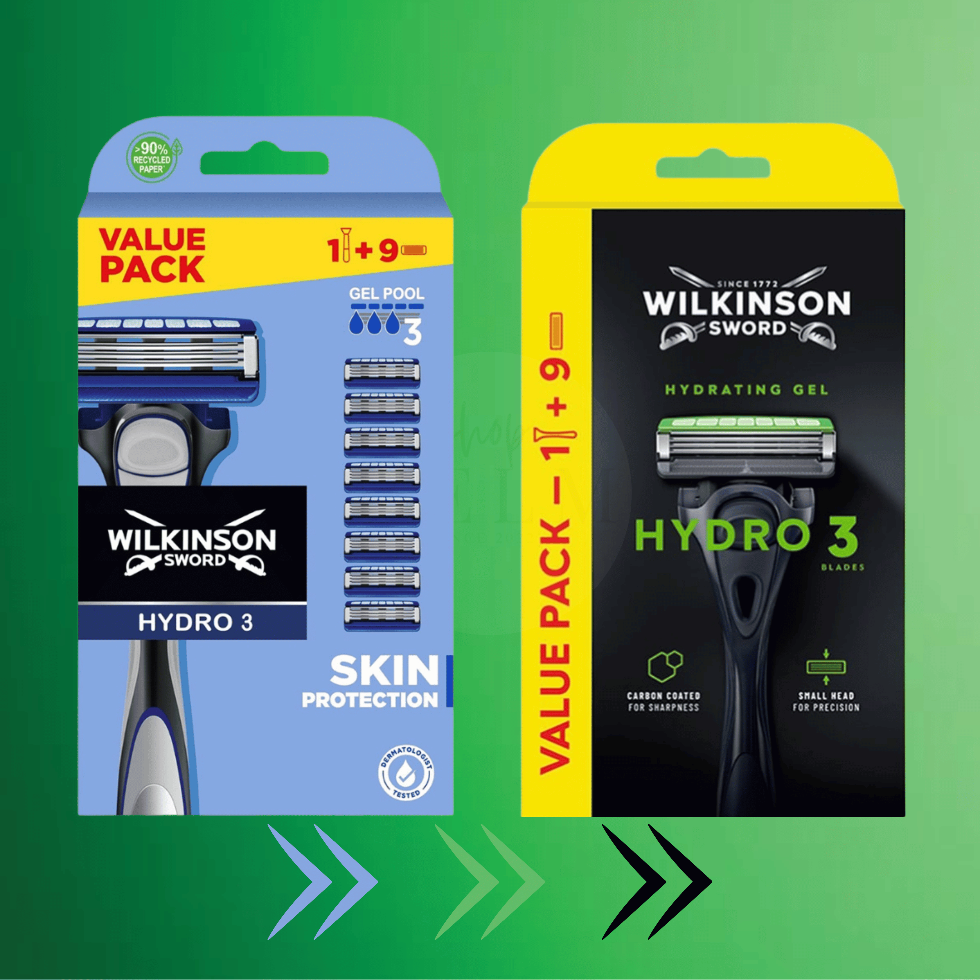 Wilkinson Hydro 3 Value Pack - Rasierer + 9 Rasierklingen KELM.SHOP Wilkinson Hydro 3 Value Pack - Rasierer + 9 Rasierklingen KELM.SHOP