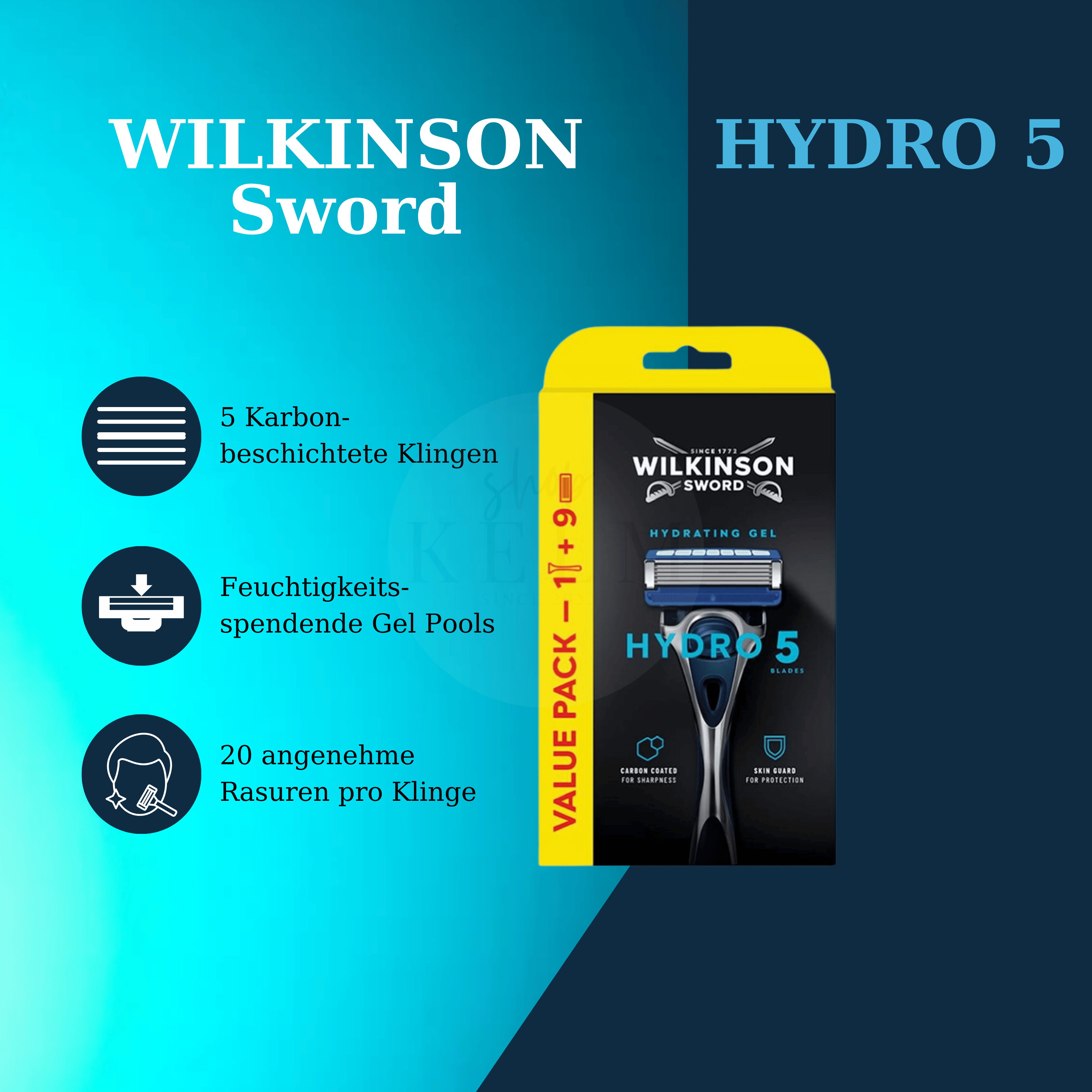 Hydro 5 Rasierer mit 9-Ersatzklingen