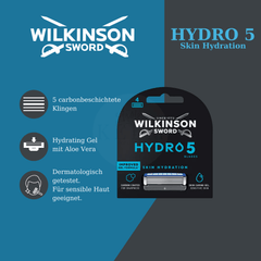 Wilkinson Sword Hydro 5 Skin Hydration Rasierklingen mit Aloe Vera Hydrating Gel für empfindliche Haut