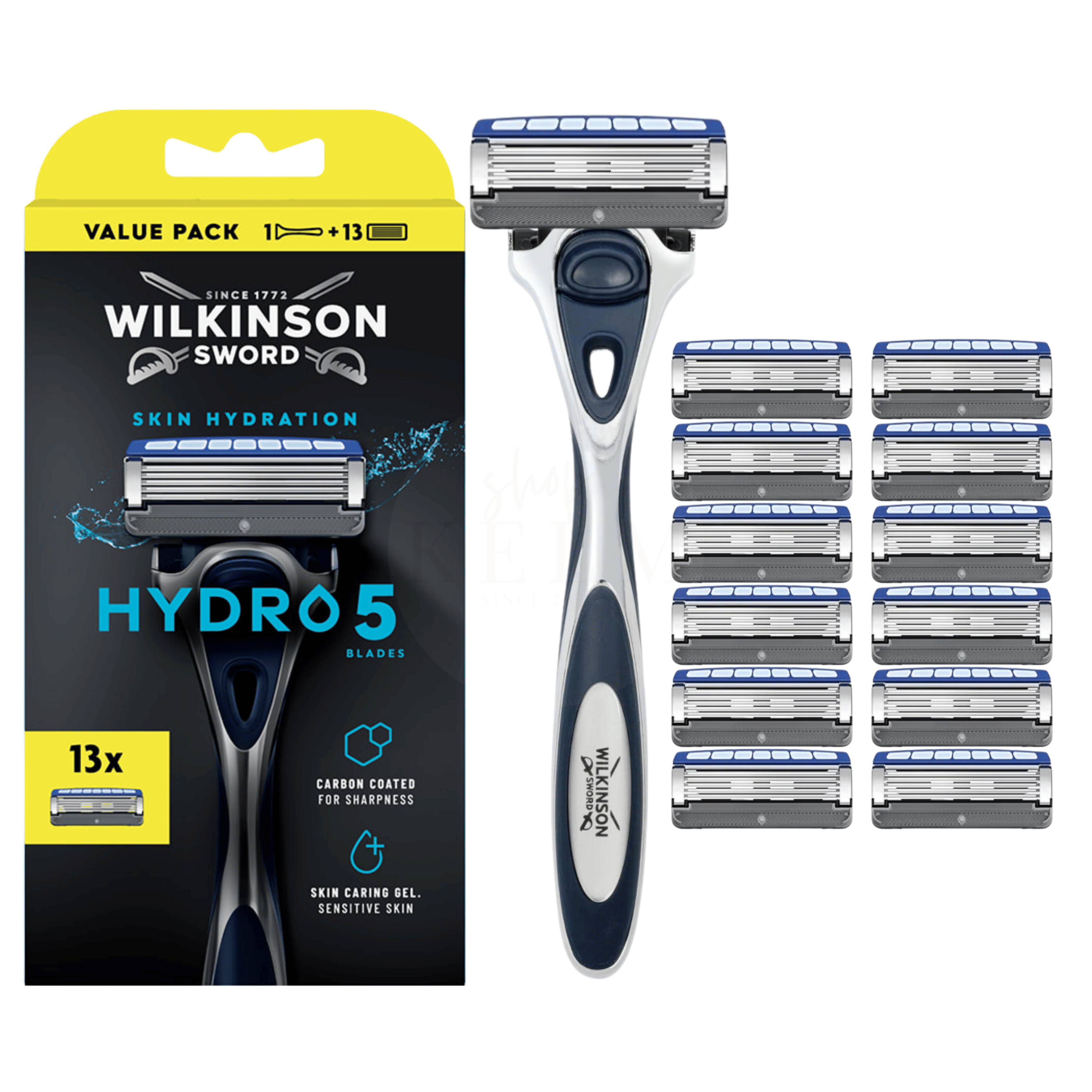 Wilkinson Sword Hydro 5 Skin Hydration Rasierer mit 13 Ersatzklingen Value Pack für sensible Haut