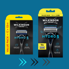 Wilkinson Hydro 5 Rasierer mit 13 Klingen Verpackungsvergleich alt und neu
