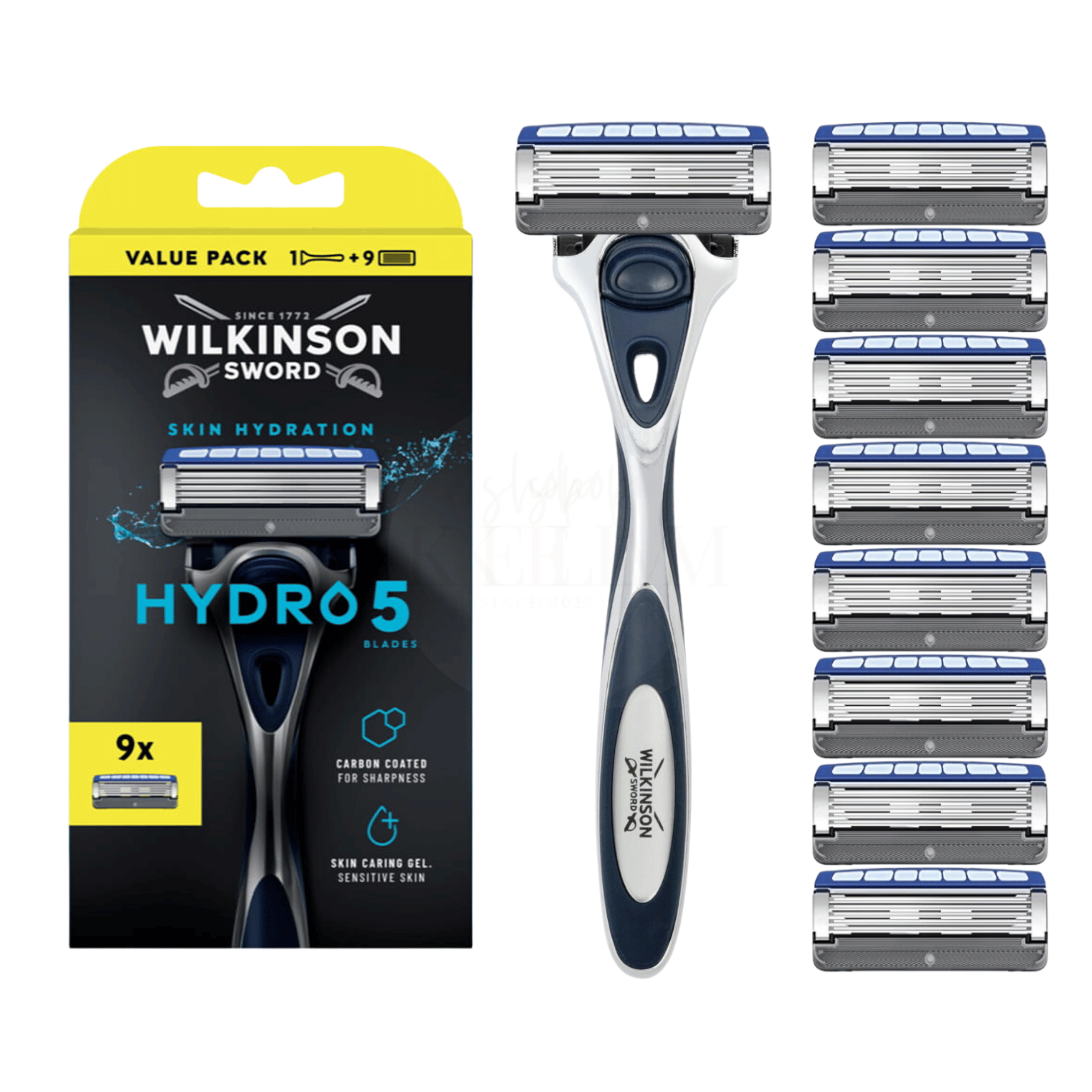 Wilkinson Sword Hydro 5 Skin Hydration Rasierer mit 9 Ersatzklingen Value Pack für sensible Haut