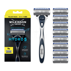Wilkinson Sword Hydro 5 Skin Hydration Rasierer mit 9 Ersatzklingen Value Pack für sensible Haut