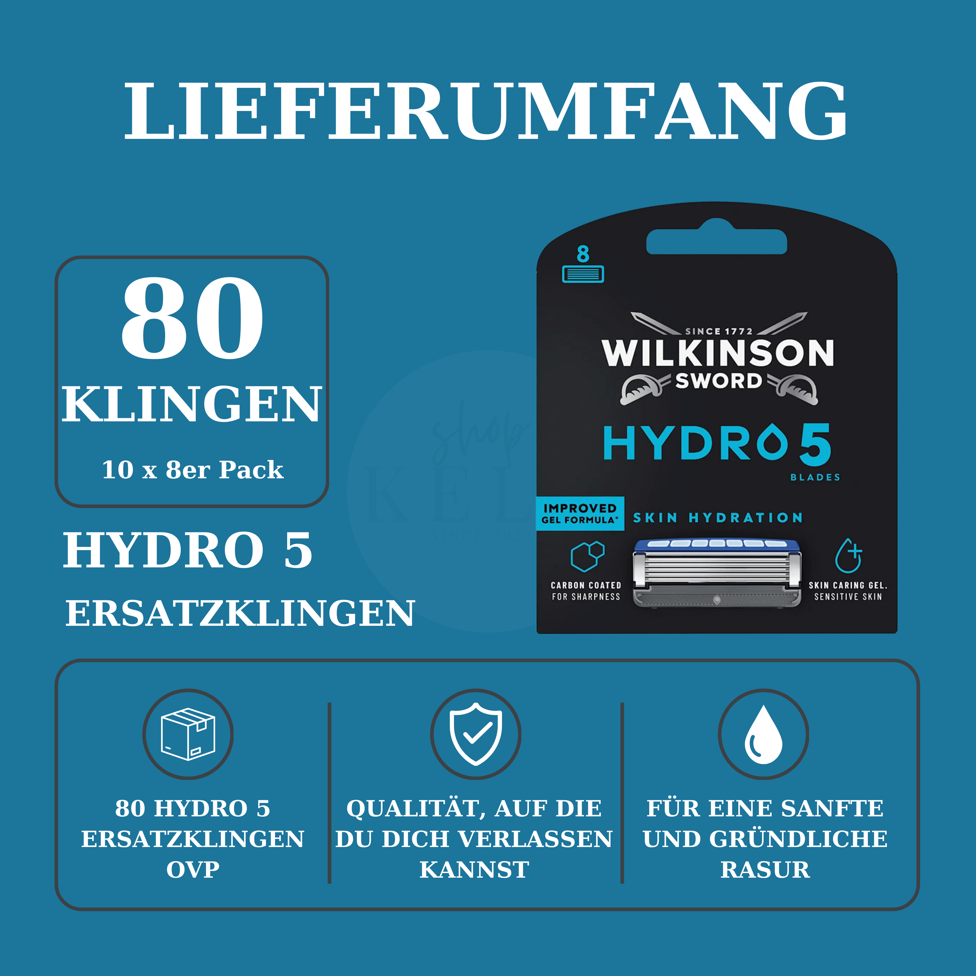 Wilkinson Sword Hydro 5 Skin Hydration 80 Ersatzklingen 10x 8er Pack Blades Originalverpackung