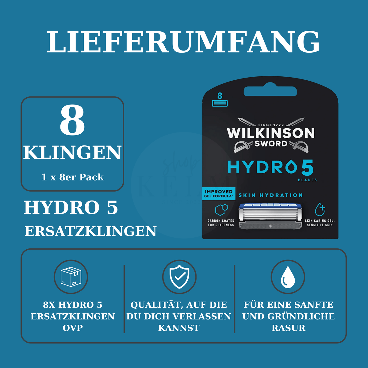 Wilkinson Sword Hydro 5 Skin Hydration 8 Ersatzklingen Blades Originalverpackung Lieferumfang