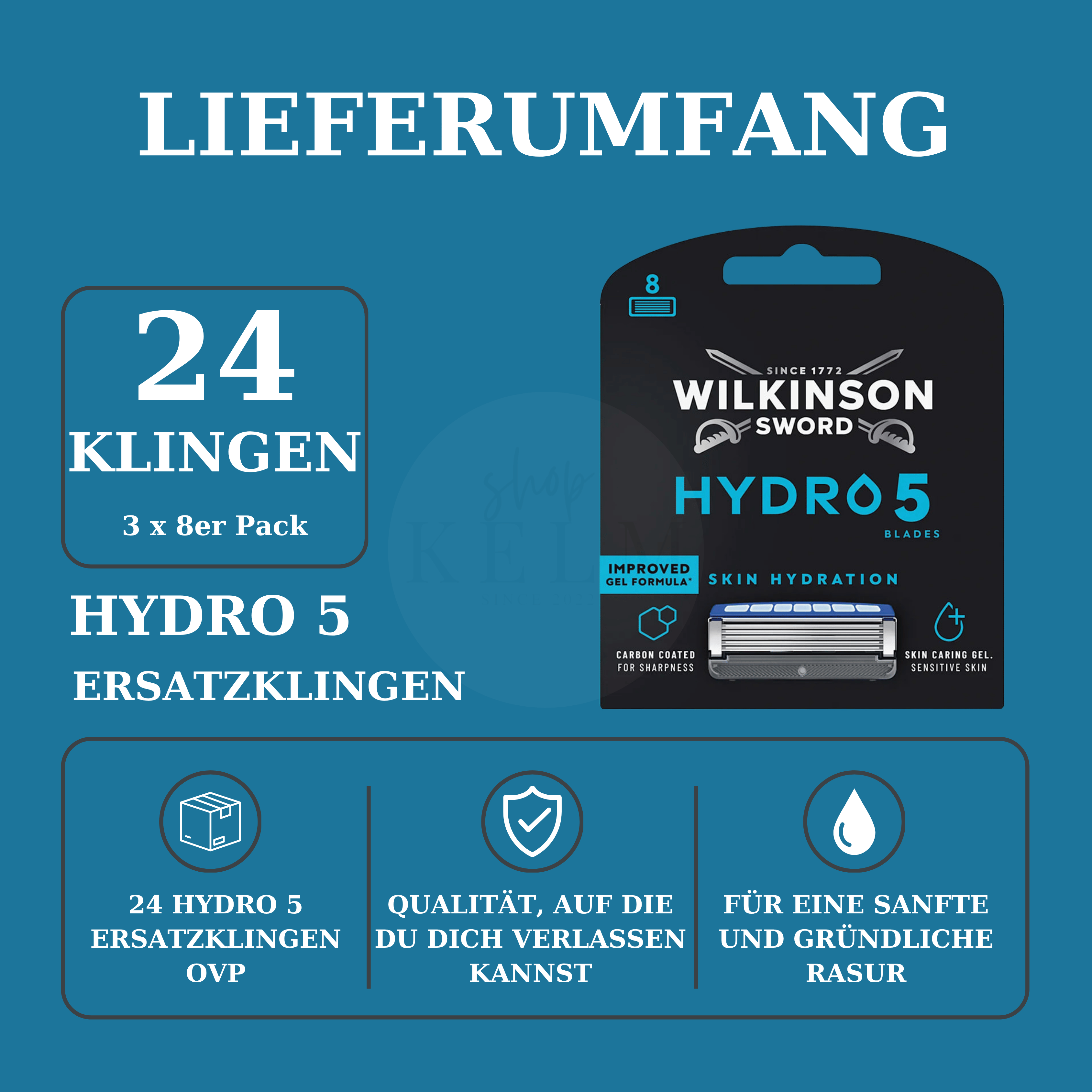 Wilkinson Sword Hydro 5 Skin Hydration 24 Ersatzklingen 3x 8er Pack Blades Originalverpackung