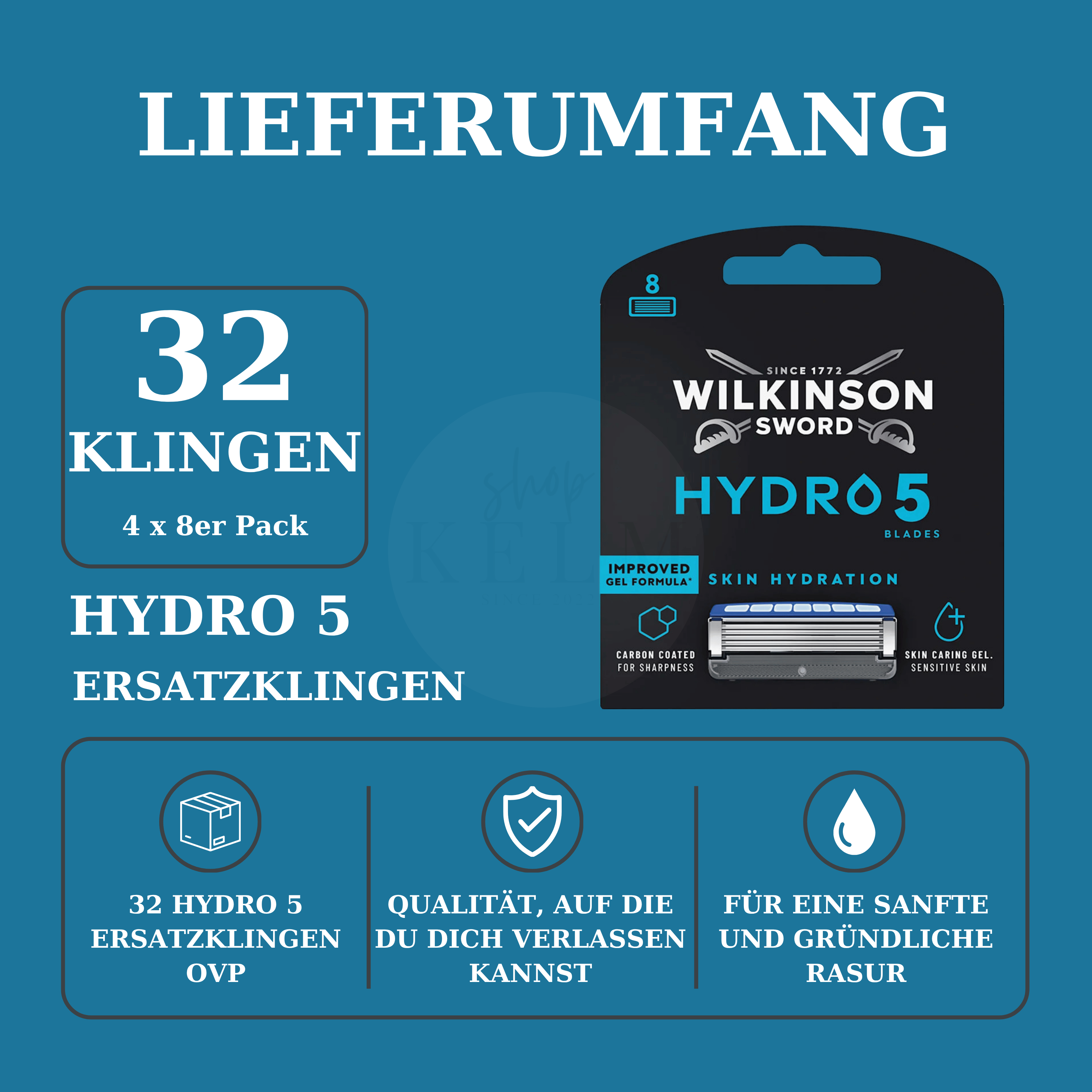 Wilkinson Sword Hydro 5 Skin Hydration 32 Ersatzklingen 4x 8er Pack Blades Originalverpackung