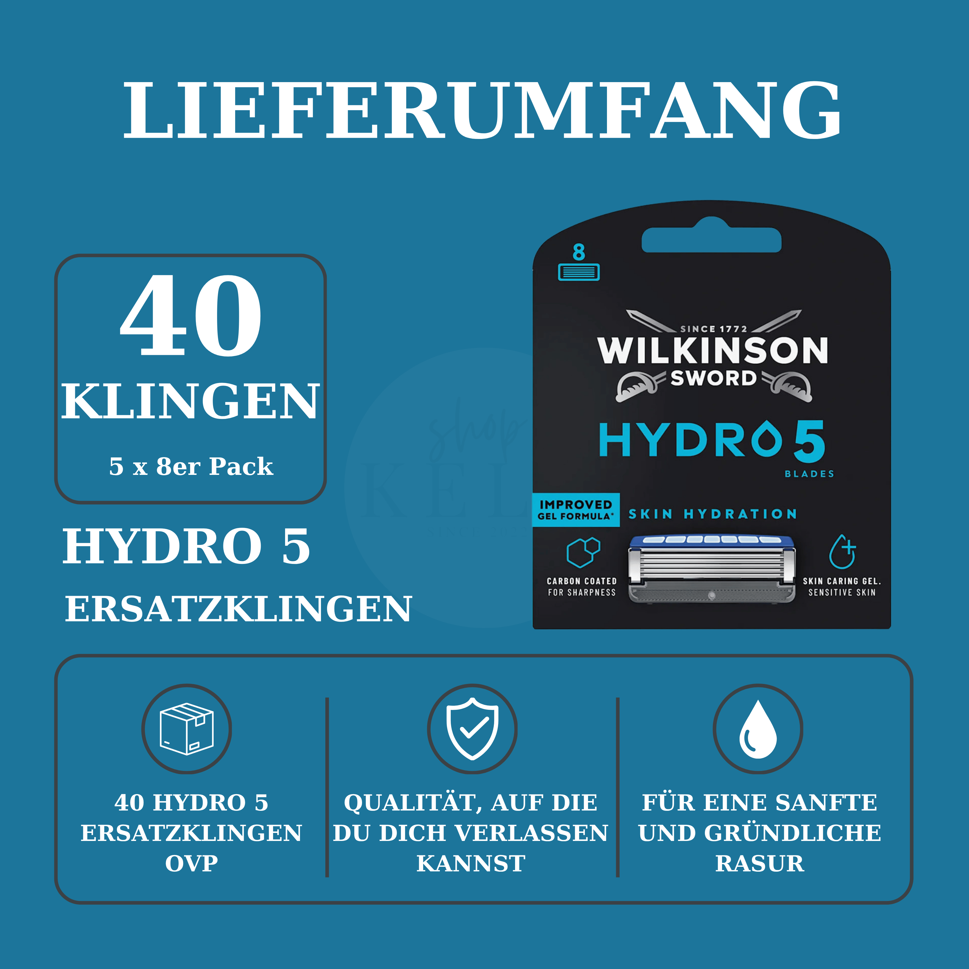 Wilkinson Sword Hydro 5 Skin Hydration 40 Ersatzklingen 5x 8er Pack Blades Originalverpackung