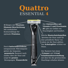 Wilkinson Sword Quattro Essential 4 Precision Trimmer Rasierer Beschreibung