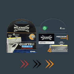 Wilkinson Sword Quattro Essential4 Precision Trimmer Rasierklingen Neue Verpackung