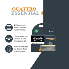 Wilkinson Sword Quattro Essential4 Precision Trimmer Rasierklingen 4er Pack