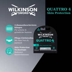 Wilkinson Sword Quattro 4 Skin Protection Ersatzklingen 4er Pack Original Rasierklingen Herren