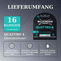 Lieferumfang Wilkinson Sword Quattro 4 Skin Protection Ersatzklingen 16 Stück Original