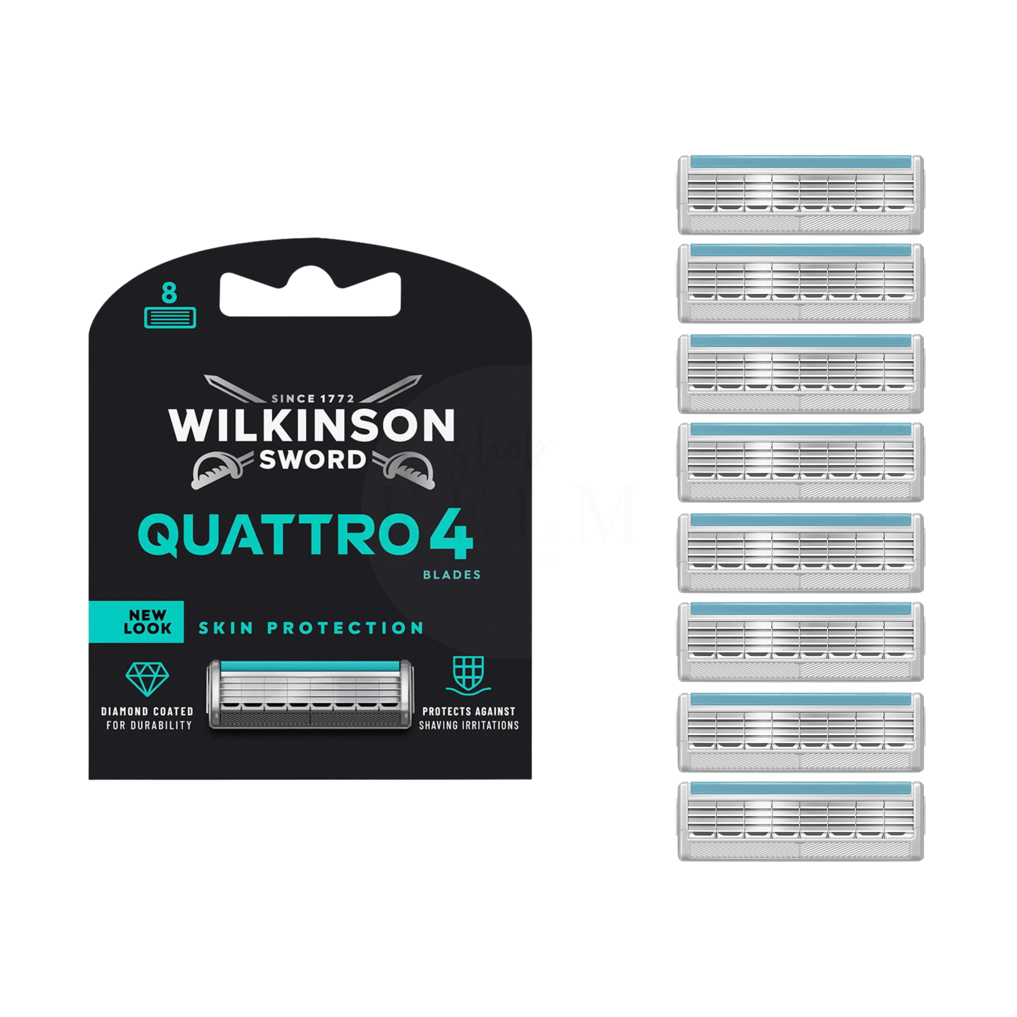 Wilkinson Sword Quattro 4 Skin Protection Ersatzklingen – 8 Rasierklingen für Quattro 4 Rasierer.