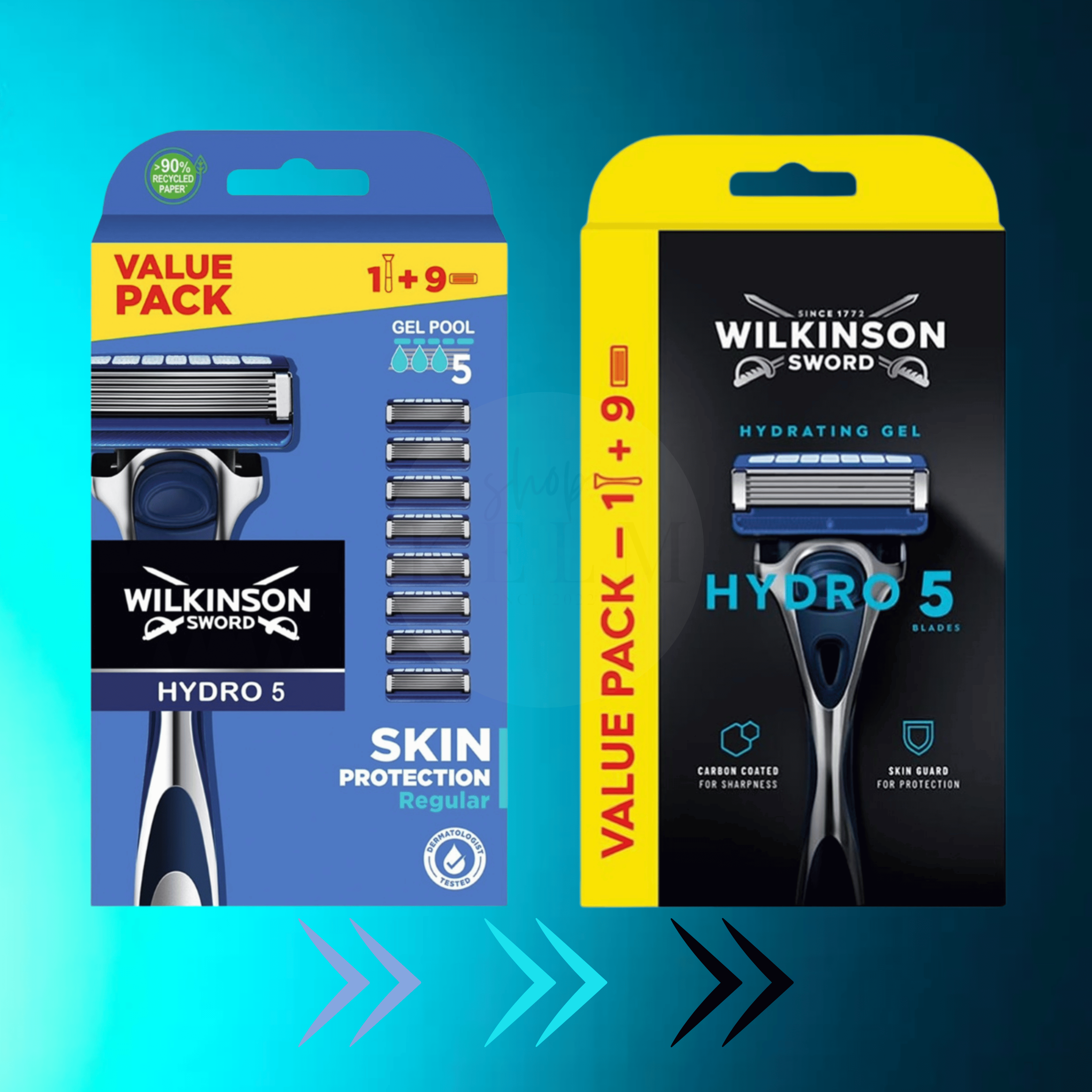 Wilkinson Hydro-5 Rasierer mit 9 -Ersatzlingen Neues Design