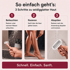 Wilkinson Intuition Complete Care Anwendung in 3 Schritten - Befeuchten, Rasieren und Abspülen