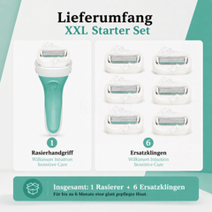 Lieferumfang Wilkinson Intuition Sensitive Care XXL Starter Set mit Rasierer und 6 Ersatzklingen