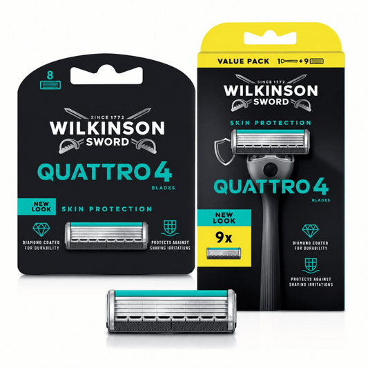Wilkinson Sword Quattro 4 Skin Protection Starter Set mit Original Rasierer und 17 Ersatzklingen